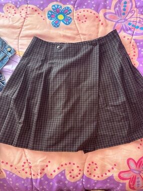 Vintage Plaid A-Line Skater Skirt - Black/Grey
